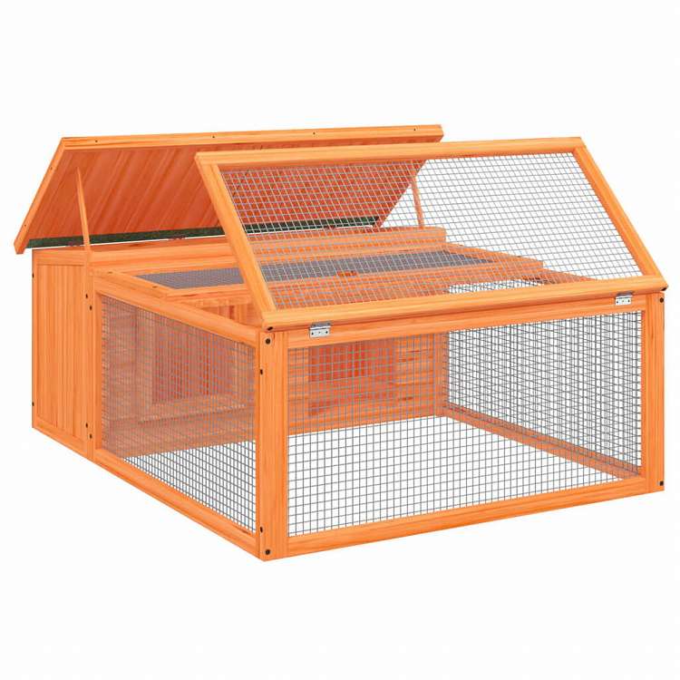 vidaXL ラビットハッチ ブラウン 117,5x97x47,5cm パイン無垢材Animals & Pet Supplies ペット用品 小動物用品 小動物 飼育・ケージ(代引不可)