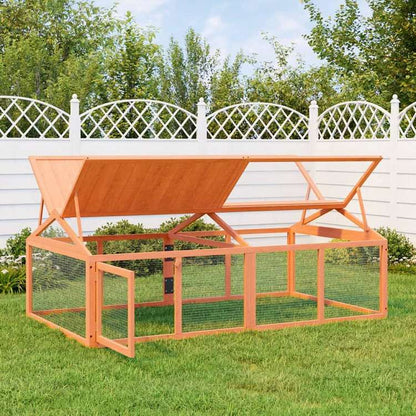 vidaXL ランボックス ブラウン 200x112,5x74 cm パイン無垢材Animals & Pet Supplies ペット用品 小動物用品 小動物 飼育・ケージ(代引不可)