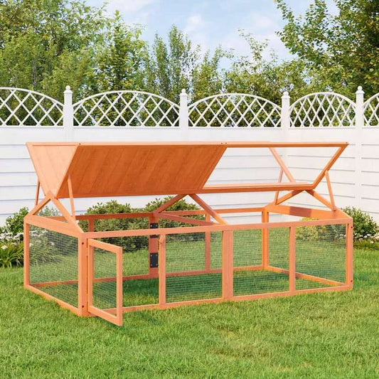 vidaXL ランボックス ブラウン 200x112,5x74 cm パイン無垢材Animals & Pet Supplies ペット用品 小動物用品 小動物 飼育・ケージ(代引不可)