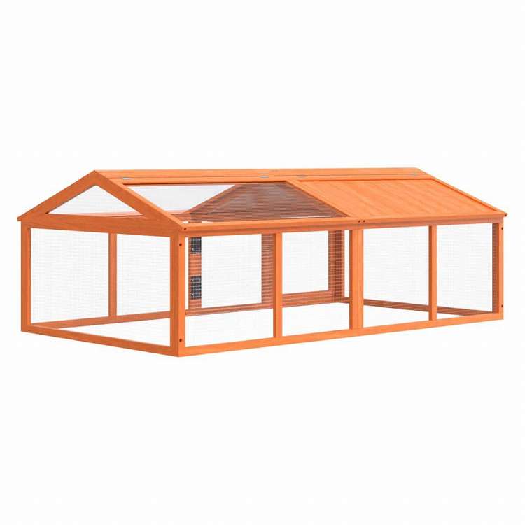 vidaXL ランボックス ブラウン 200x112,5x74 cm パイン無垢材Animals & Pet Supplies ペット用品 小動物用品 小動物 飼育・ケージ(代引不可)