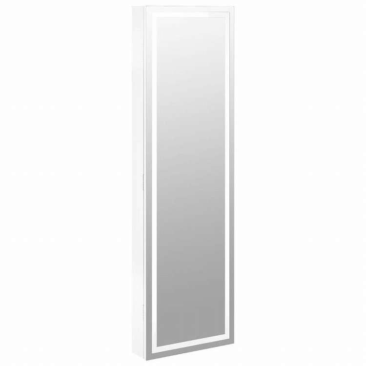 vidaXL ミラー付きジュエリーキャビネット LEDライト付き 壁掛け ホワイトホーム&ガーデン デコレーション 鏡(代引不可)