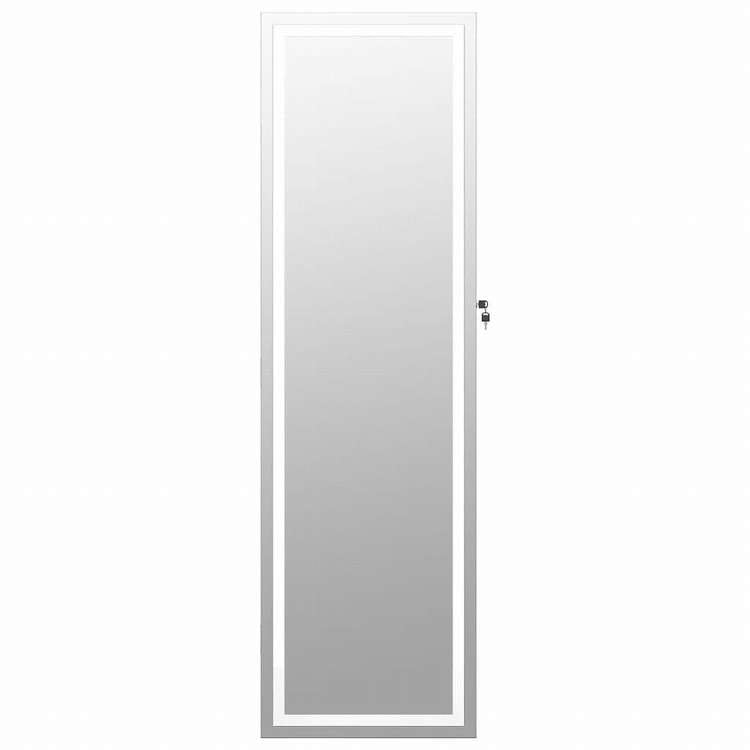 vidaXL ミラー付きジュエリーキャビネット LEDライト付き 壁掛け ホワイトホーム&ガーデン デコレーション 鏡(代引不可)