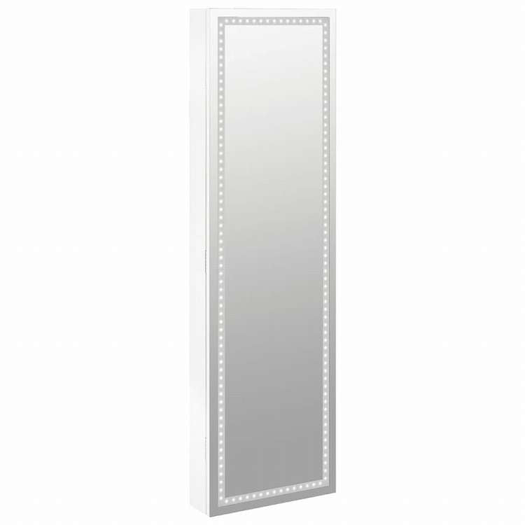 vidaXL ミラー付きジュエリーキャビネット LEDライト付き 壁掛け ホワイトホーム&ガーデン デコレーション 鏡(代引不可)
