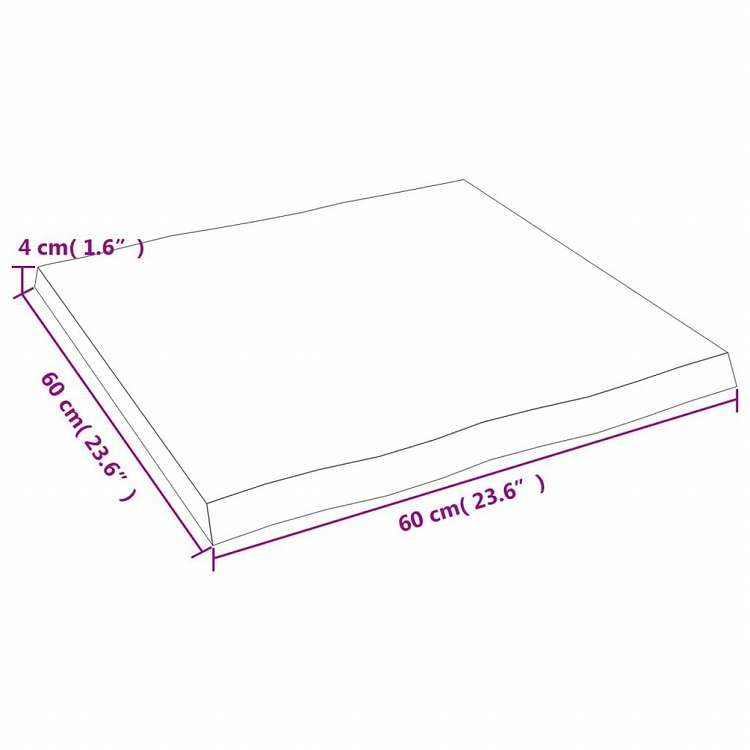 vidaXL テーブルトップ ライトブラウン 60x60x(2-4) cm 加工済み無垢材 ライブエッジ家具 テーブル用品 テーブルトップ(代引不可)