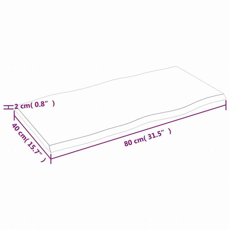 vidaXL テーブルトップ ライトブラウン 80x40x2 cm 加工済みオーク無垢材 ライブエッジ家具 テーブル用品 テーブルトップ(代引不可)