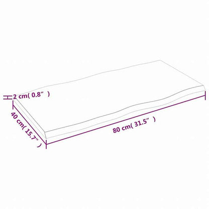 vidaXL テーブルトップ ライトブラウン 80x40x2 cm 加工済みオーク無垢材 ライブエッジ家具 テーブル用品 テーブルトップ(代引不可)