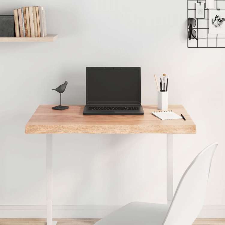 vidaXL テーブルトップ ライトブラウン 80x40x(2-4) cm 加工済み無垢材 ライブエッジ家具 テーブル用品 テーブルトップ(代引不可)