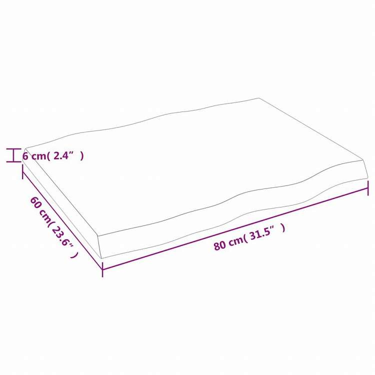 vidaXL テーブルトップ ライトブラウン 80x60x(2-6) cm 加工済み無垢材 ライブエッジ家具 テーブル用品 テーブルトップ(代引不可)