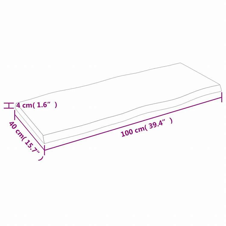 vidaXL テーブルトップ ライトブラウン 100x40x(2-4) cm 加工済み無垢材 ライブエッジ家具 テーブル用品 テーブルトップ(代引不可)