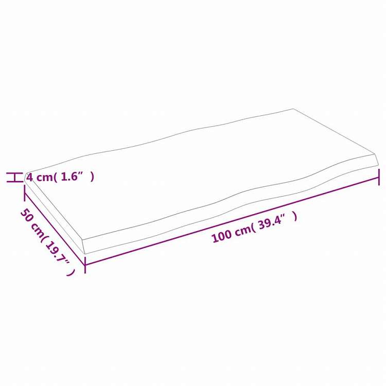 vidaXL テーブルトップ ライトブラウン 100x50x(2-4) cm 加工済み無垢材 ライブエッジ家具 テーブル用品 テーブルトップ(代引不可)