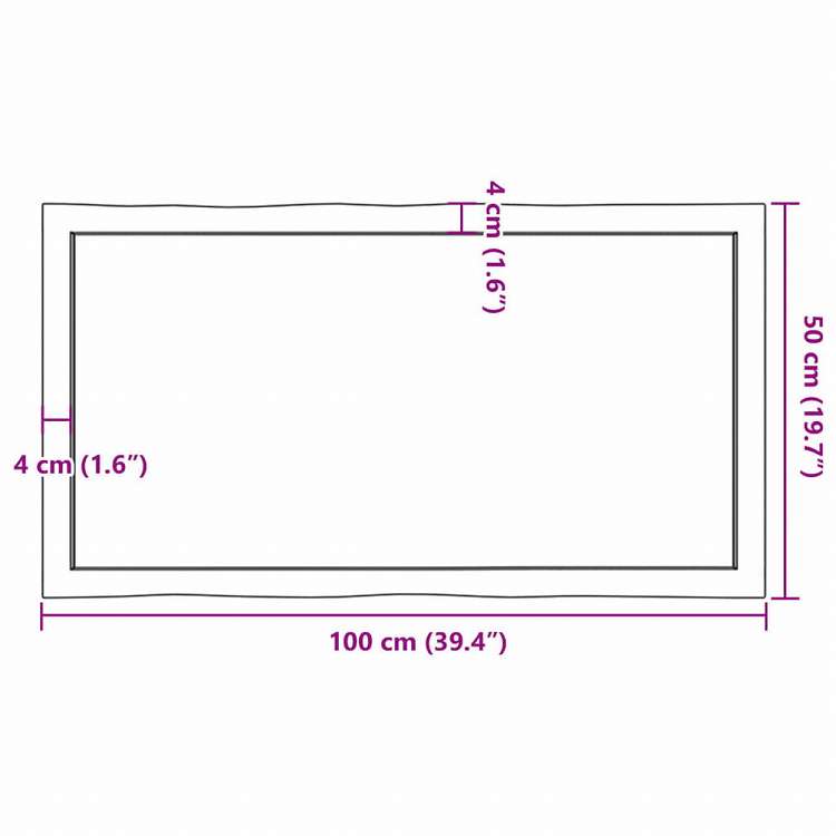 vidaXL テーブルトップ ライトブラウン 100x50x(2-4) cm 加工済み無垢材 ライブエッジ家具 テーブル用品 テーブルトップ(代引不可)