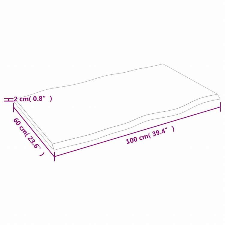 vidaXL テーブルトップ ライトブラウン 100x60x2 cm 加工済みオーク無垢材 ライブエッジ家具 テーブル用品 テーブルトップ(代引不可)