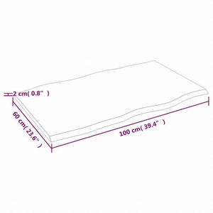 vidaXL テーブルトップ ライトブラウン 100x60x2 cm 加工済みオーク無垢材 ライブエッジ家具 テーブル用品 テーブルトップ(代引不可)