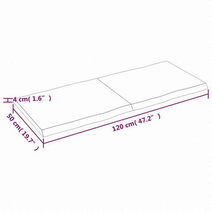 vidaXL テーブルトップ ライトブラウン 120x50x(2-4) cm 加工済み無垢材 ライブエッジ家具 テーブル用品 テーブルトップ(代引不可)