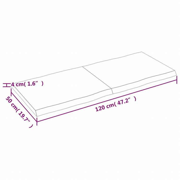 vidaXL テーブルトップ ライトブラウン 120x50x(2-4) cm 加工済み無垢材 ライブエッジ家具 テーブル用品 テーブルトップ(代引不可)