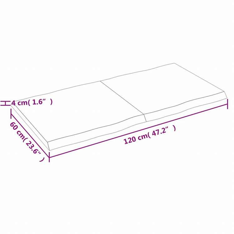 vidaXL テーブルトップ ライトブラウン 120x60x(2-4) cm 加工済み無垢材 ライブエッジ家具 テーブル用品 テーブルトップ(代引不可)
