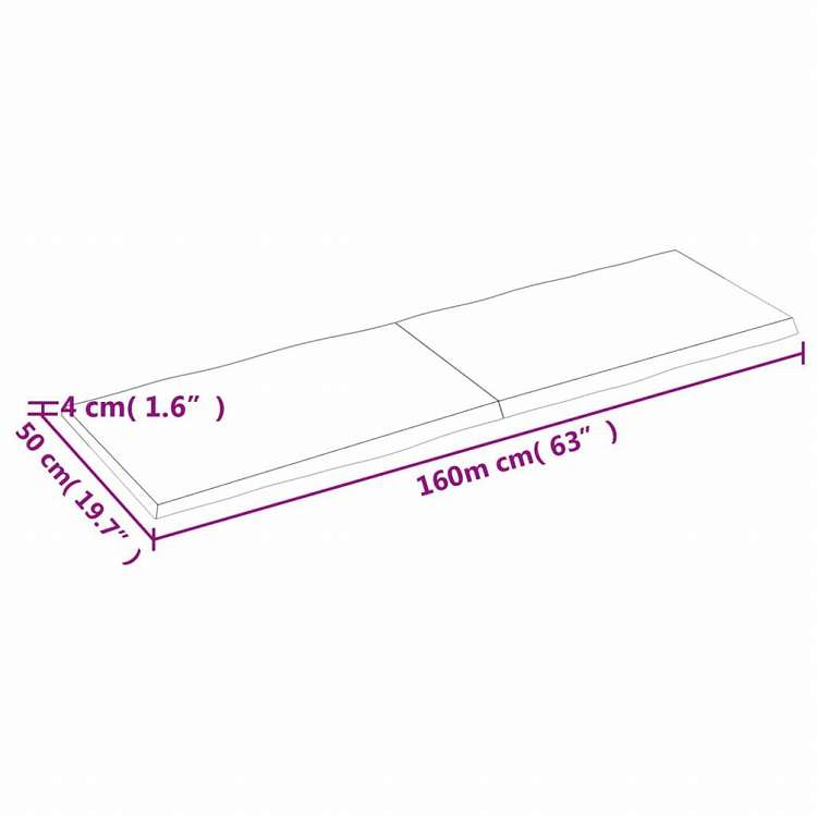 vidaXL テーブルトップ ライトブラウン 160x50x(2-4) cm 加工済み無垢材 ライブエッジ家具 テーブル用品 テーブルトップ(代引不可)