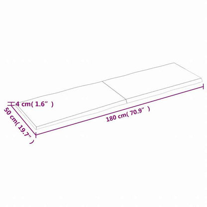vidaXL テーブルトップ ライトブラウン 180x50x(2-4) cm 加工済み無垢材 ライブエッジ家具 テーブル用品 テーブルトップ(代引不可)