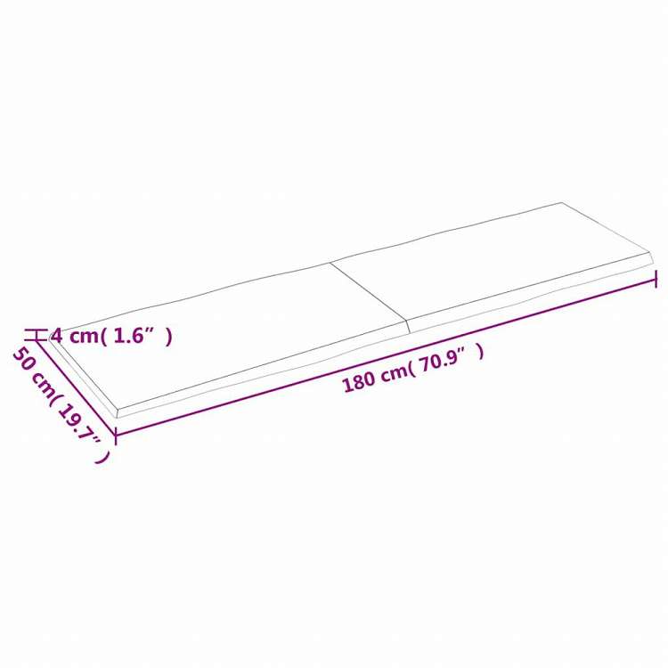 vidaXL テーブルトップ ライトブラウン 180x50x(2-4) cm 加工済み無垢材 ライブエッジ家具 テーブル用品 テーブルトップ(代引不可)