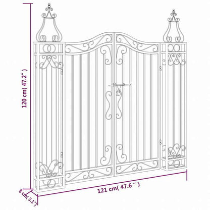 vidaXL ガーデンゲート ブラック 121x8x120 cm 錬鉄ハードウェア フェンス&バリア ゲート(代引不可)