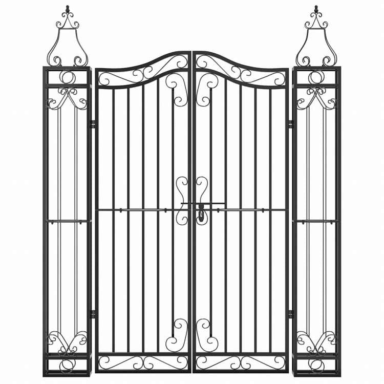 vidaXL ガーデンゲート ブラック 121x8x150 cm 錬鉄ハードウェア フェンス&バリア ゲート(代引不可)