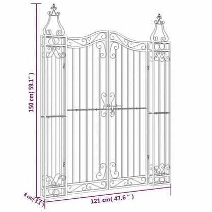 vidaXL ガーデンゲート ブラック 121x8x150 cm 錬鉄ハードウェア フェンス&バリア ゲート(代引不可)