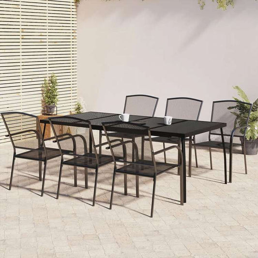 vidaXL ガーデンダイニング7点セット アントラシート スチール製家具 アウトドア家具 屋外家具セット(代引不可)