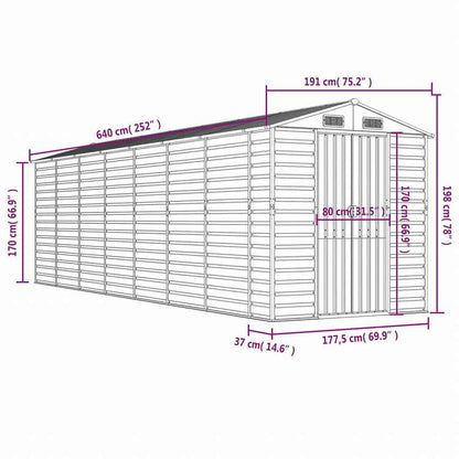 vidaXL 庭用物置 アントラシート 191x640x198 cm 亜鉛メッキ鋼製ホーム&ガーデン 芝&ガーデン アウトドアリビング アウトドアストラクチャー 日除け・ガレージ・カーポート(代引不可)