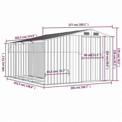 vidaXL 庭用納屋 277x365.5x179cm 亜鉛メッキ鋼製 アントラシートホーム&ガーデン 芝&ガーデン アウトドアリビング アウトドアストラクチャー 日除け・ガレージ・カーポート(代引不可)