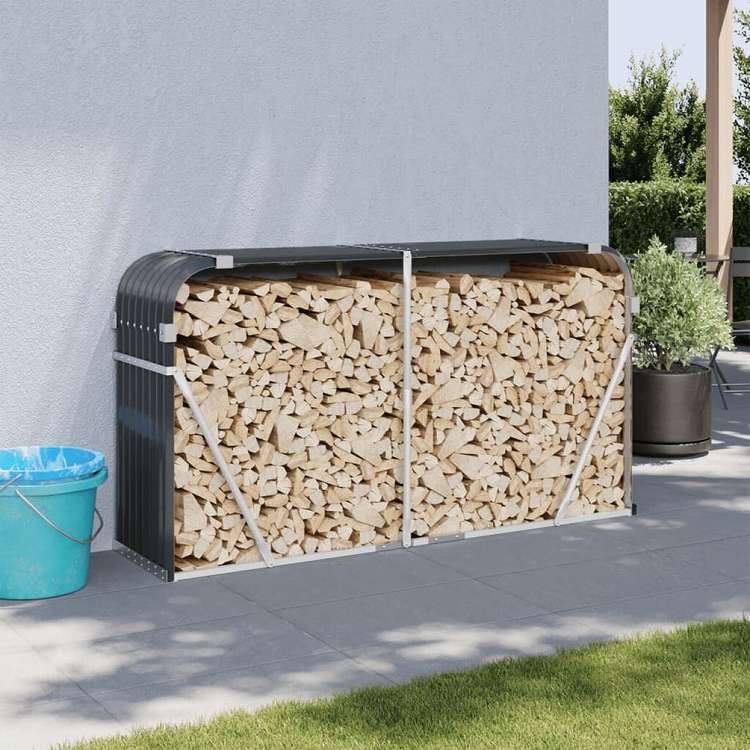 vidaXL 薪ホルダー アントラシート 180x45x100cm 亜鉛メッキ鋼ホーム&ガーデン 暖炉・木製ストーブ用品 丸太ラック・キャリーバッグ(代引不可)