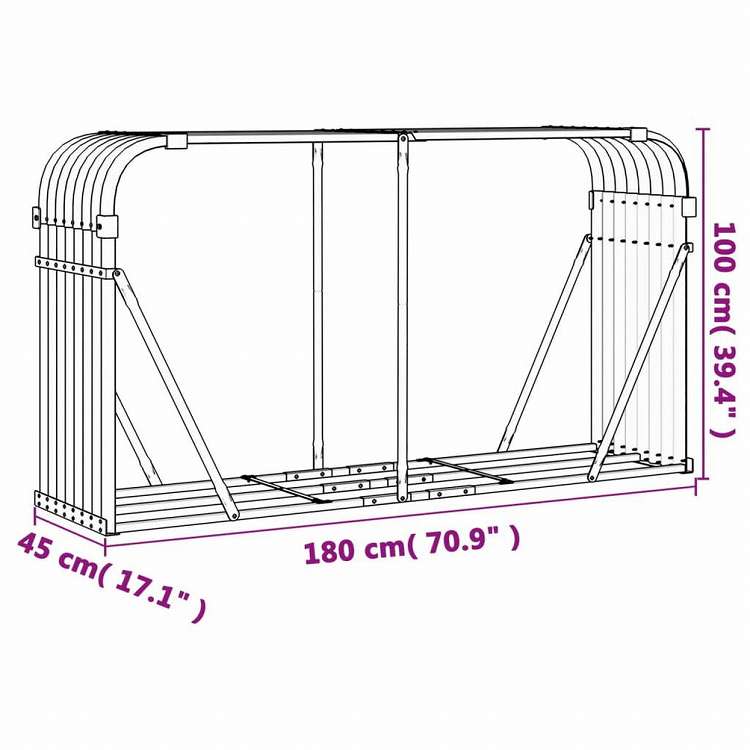 vidaXL 薪ホルダー アントラシート 180x45x100cm 亜鉛メッキ鋼ホーム&ガーデン 暖炉・木製ストーブ用品 丸太ラック・キャリーバッグ(代引不可)