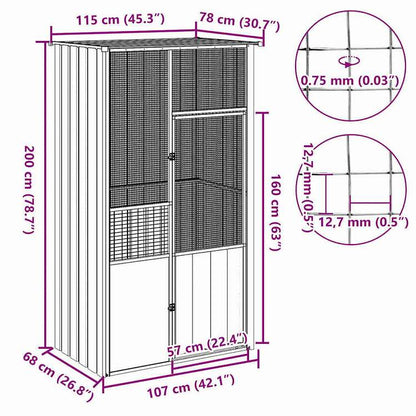 vidaXL バードケージ アントラシート 115x78x200 cm 亜鉛メッキ鋼Animals & Pet Supplies ペット用品 鳥用品 取りかご・スタンド(代引不可)