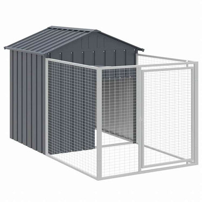 vidaXL ドッグラン付き犬小屋 アントラシート 117x201x123 cm 亜鉛メッキ鋼製動物&ペット用品 ペット用品 犬用品 ドッグハウス(代引不可)