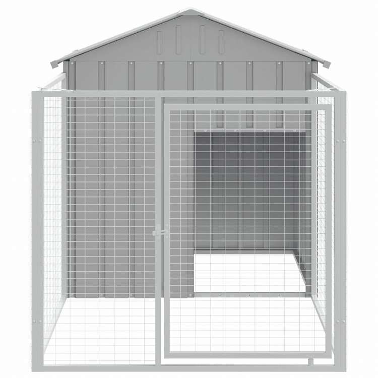 vidaXL ドッグラン付き犬小屋 ライトグレー 117x201x123 cm 亜鉛メッキ鋼製動物&ペット用品 ペット用品 犬用品 ドッグハウス(代引不可)