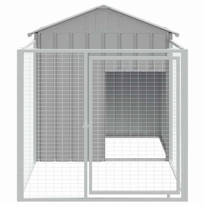 vidaXL ドッグラン付き犬小屋 ライトグレー 117x201x123 cm 亜鉛メッキ鋼製動物&ペット用品 ペット用品 犬用品 ドッグハウス(代引不可)