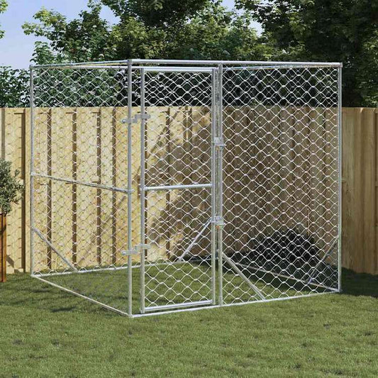 vidaXL 屋外用犬小屋 シルバー 2x2x2m 亜鉛メッキ鋼製動物&ペット用品 ペット用品 犬用品 犬小屋・ドッグラン(代引不可)
