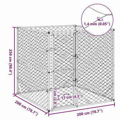 vidaXL 屋外用犬小屋 シルバー 2x2x2m 亜鉛メッキ鋼製動物&ペット用品 ペット用品 犬用品 犬小屋・ドッグラン(代引不可)