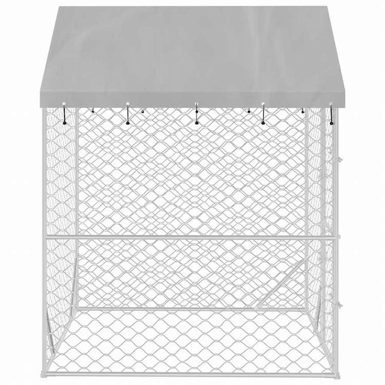 vidaXL 屋外犬小屋 屋根付き シルバー 2x2x2.5 m 亜鉛メッキ鋼製動物&ペット用品 ペット用品 犬用品 犬小屋・ドッグラン(代引不可)