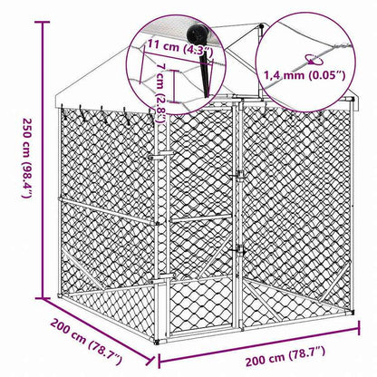 vidaXL 屋外犬小屋 屋根付き シルバー 2x2x2.5 m 亜鉛メッキ鋼製動物&ペット用品 ペット用品 犬用品 犬小屋・ドッグラン(代引不可)