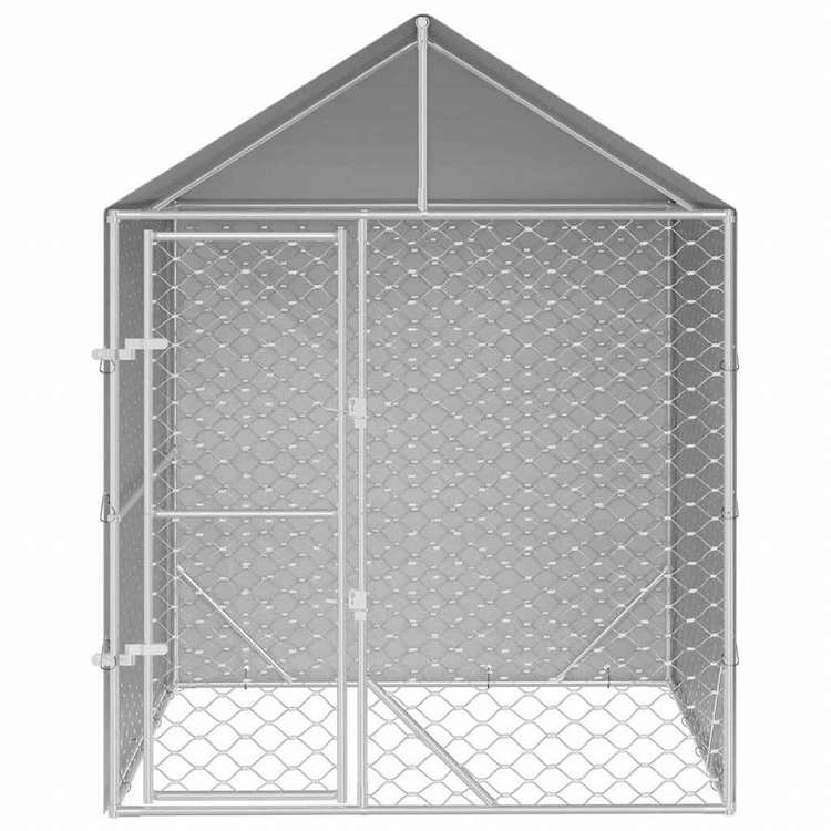 vidaXL 屋外犬小屋 屋根付き シルバー 2x2x2.5 m 亜鉛メッキ鋼製動物&ペット用品 ペット用品 犬用品 犬小屋・ドッグラン(代引不可)