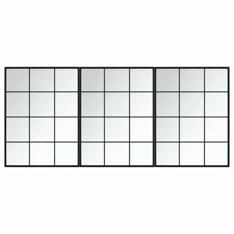 vidaXL ウォールミラー 3点 ブラック 80x60cm 金属製ホーム&ガーデン デコレーション 鏡(代引不可)