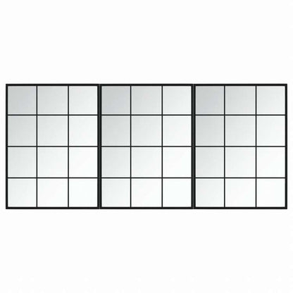 vidaXL ウォールミラー 3点 ブラック 80x60cm 金属製ホーム&ガーデン デコレーション 鏡(代引不可)