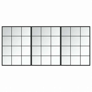 vidaXL ウォールミラー 3点 ブラック 80x60cm 金属製ホーム&ガーデン デコレーション 鏡(代引不可)