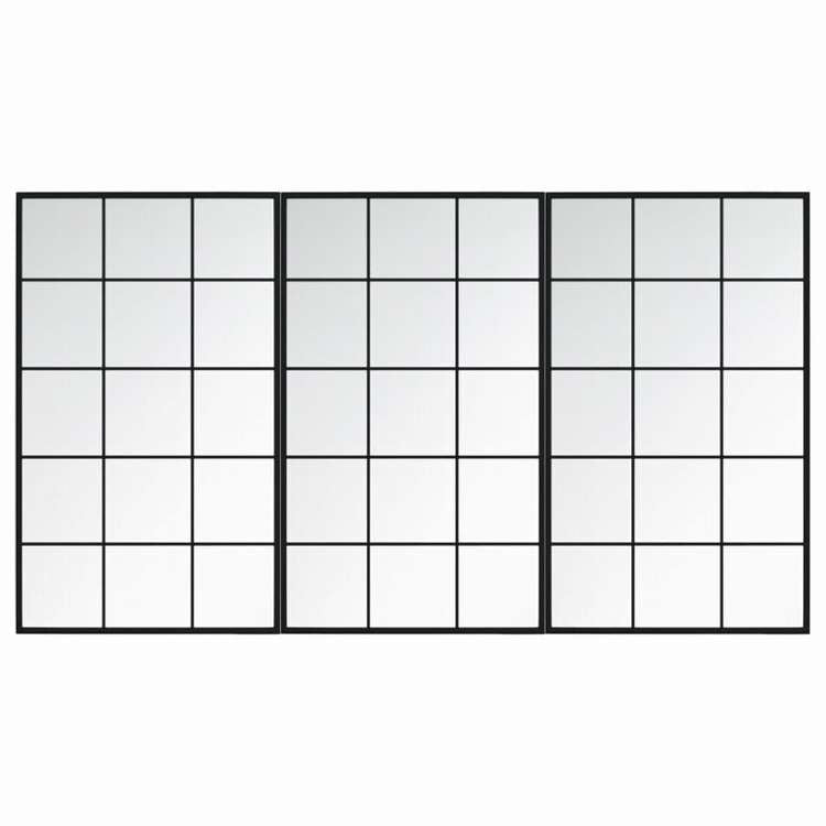 vidaXL ウォールミラー 3点 ブラック 100x60cm 金属製ホーム&ガーデン デコレーション 鏡(代引不可)