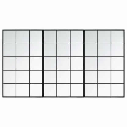 vidaXL ウォールミラー 3点 ブラック 100x60cm 金属製ホーム&ガーデン デコレーション 鏡(代引不可)