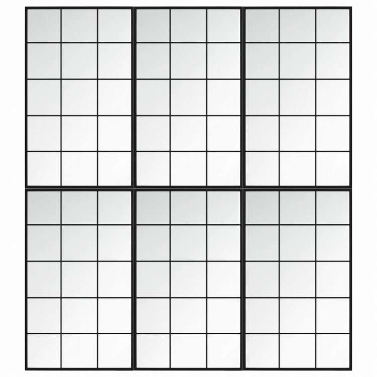 vidaXL ウォールミラー 6点 ブラック 100x60cm 金属製ホーム&ガーデン デコレーション 鏡(代引不可)