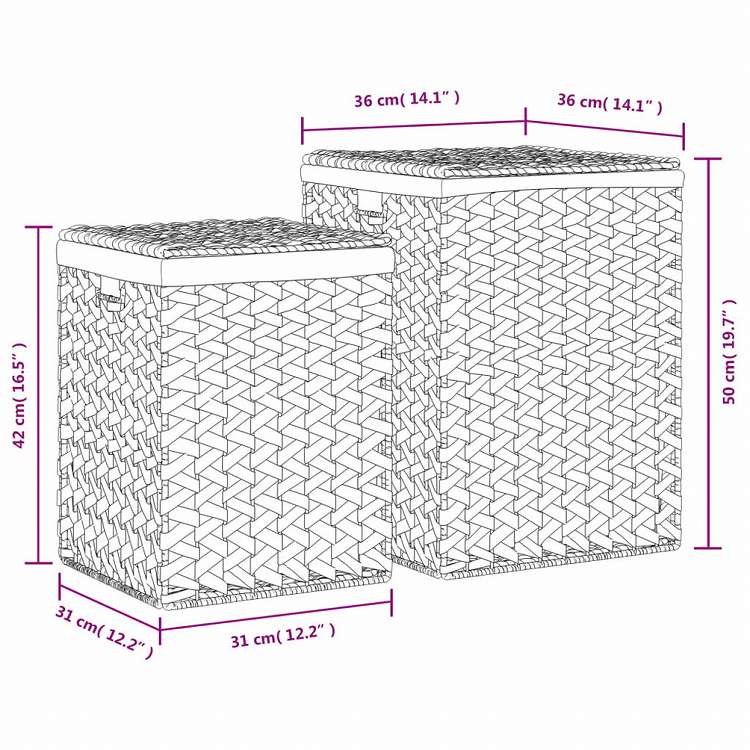 vidaXL ランドリーバスケット 2点 ホテイアオイホーム&ガーデン 家事用品 ランドリー用品 洗濯かご(代引不可)