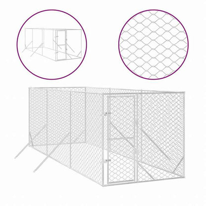 vidaXL 屋外用犬小屋 シルバー 2x6x2m 亜鉛メッキ鋼製動物&ペット用品 ペット用品 犬用品 犬小屋・ドッグラン(代引不可)