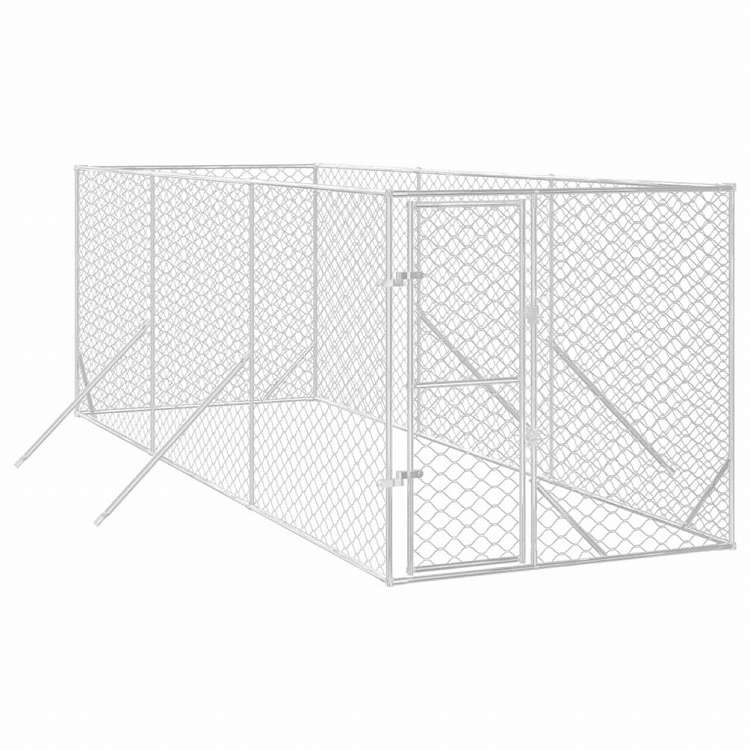 vidaXL 屋外用犬小屋 シルバー 2x6x2m 亜鉛メッキ鋼製動物&ペット用品 ペット用品 犬用品 犬小屋・ドッグラン(代引不可)