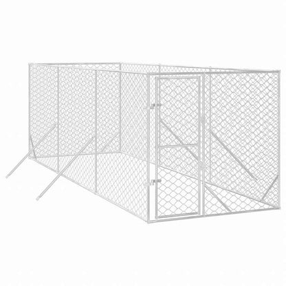 vidaXL 屋外用犬小屋 シルバー 2x6x2m 亜鉛メッキ鋼製動物&ペット用品 ペット用品 犬用品 犬小屋・ドッグラン(代引不可)